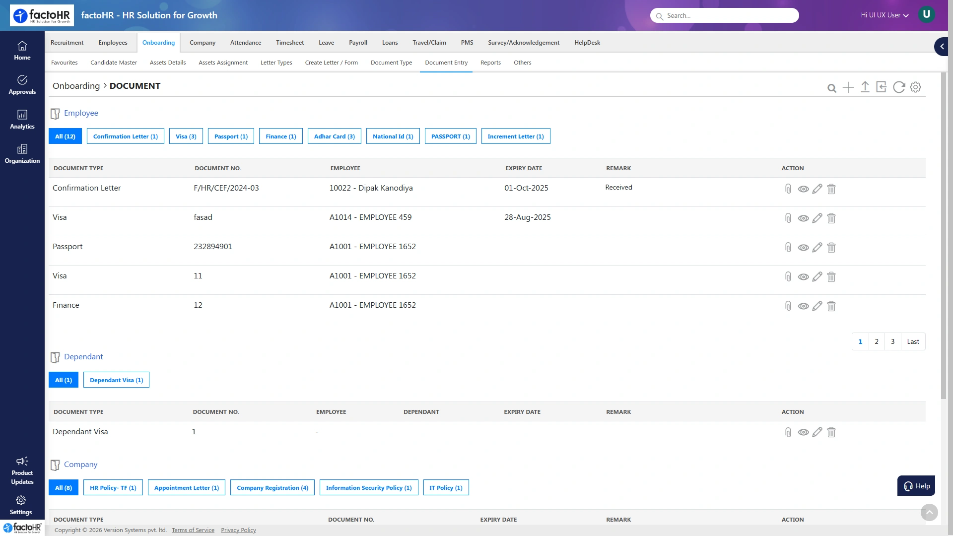 Core HR software document and letter generation